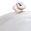 Outdoor Off-White Ceramic Birdbath in Light-Brown Antique Finish