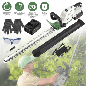 Cordless Grass Trimmer with 20000 RPM Motor, 2600mAh Battery, Dual-Action Steel Blade Hedge Trimmer