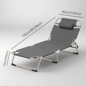 Gray comfortable folding camping bed for adults - portable folding guest bed, suitable for outdoor naps, vacations and outdoor camping