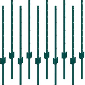 VEVOR 3 Feet Fence Post, 10 Pack U-Channel Heavy Duty Metal Fence Posts, Sturdy Steel Fence Stakes for Garden Yard, Lawn