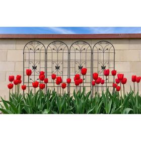 4 Pack Metal Garden Trellis 86.7" X 19.7" Rustproof Trellis For Climbing Plants Outdoor Flower Support (Option: Black)