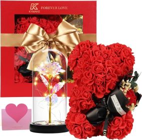 Valentines Day Gift For Her Women Mom Wife Girlfriend (Color: Red +Colorful Rose)